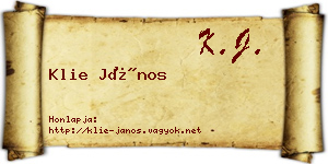 Klie János névjegykártya